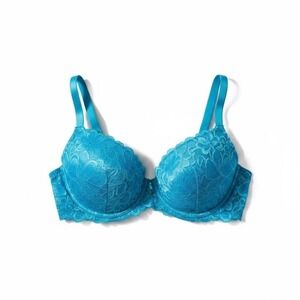 Savage X Fenty Curvy Unlined Lace Balconette Bra Blue 38DDD Lingerie Underwire